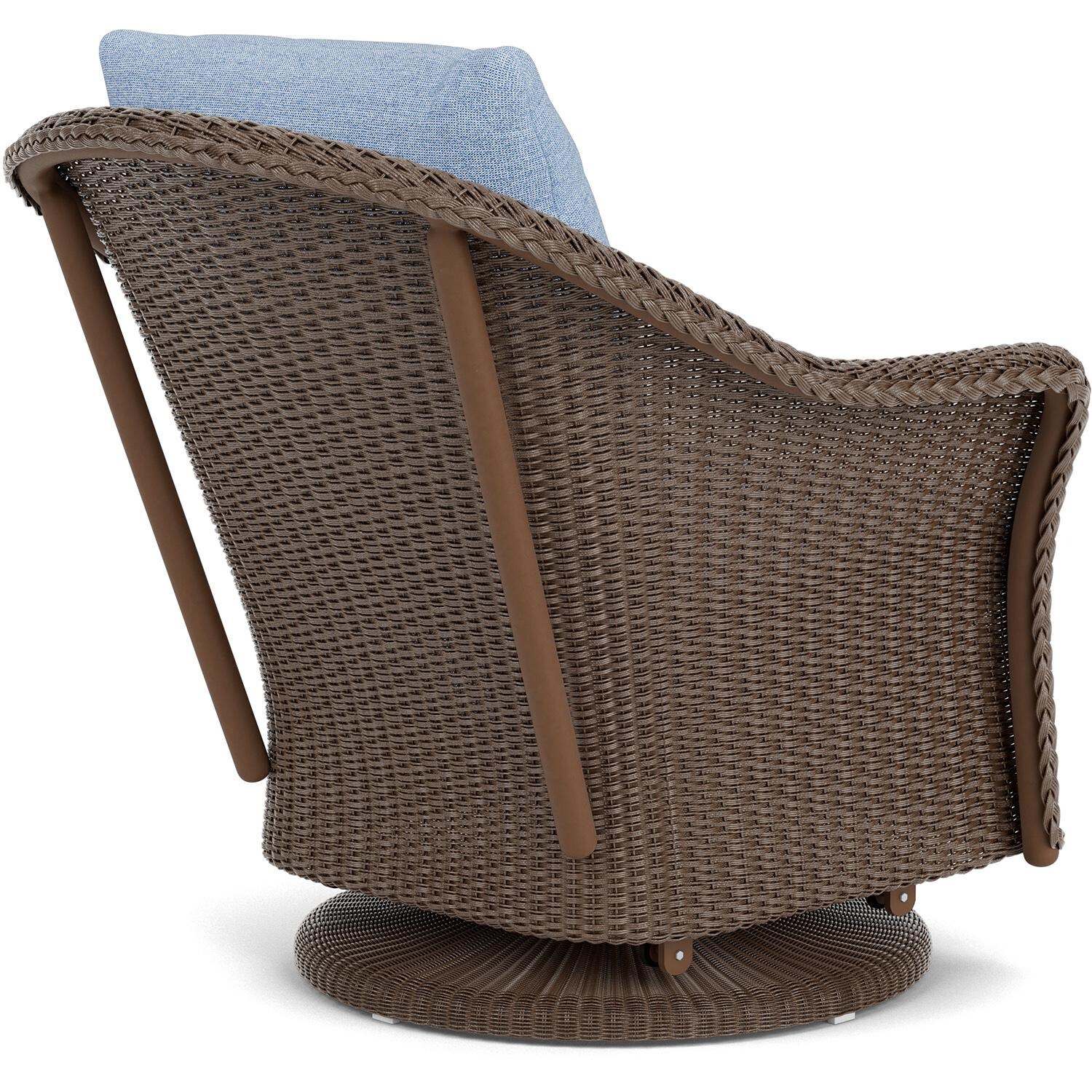 Lloyd Flanders Weekend Retreat Swivel Glider Lounge Chair in Bark Finish W/ Demo Skyway Fabric - Back Right thumbnail
