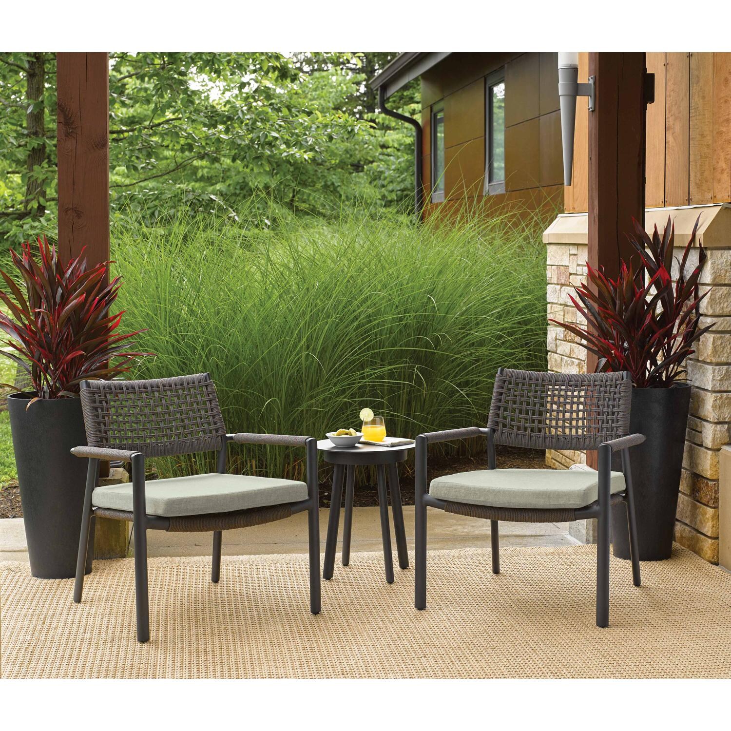 Oxford Garden Eiland 2 Pc Composite Cord & Aluminum Club Chair in Carbon - Patio thumbnail