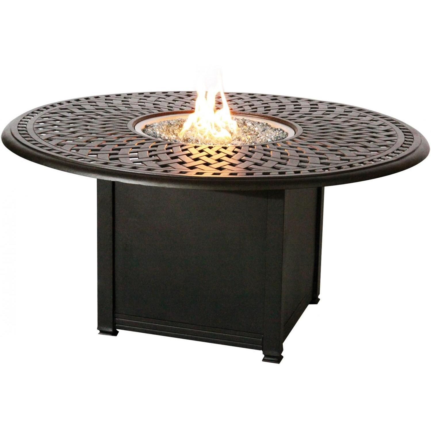 Santa Anita 5 Piece Cast Aluminum Patio Fire Pit Conversation Seating Set W/ Swivel Rockers by Darlee - Fire Pit Table - White Background thumbnail