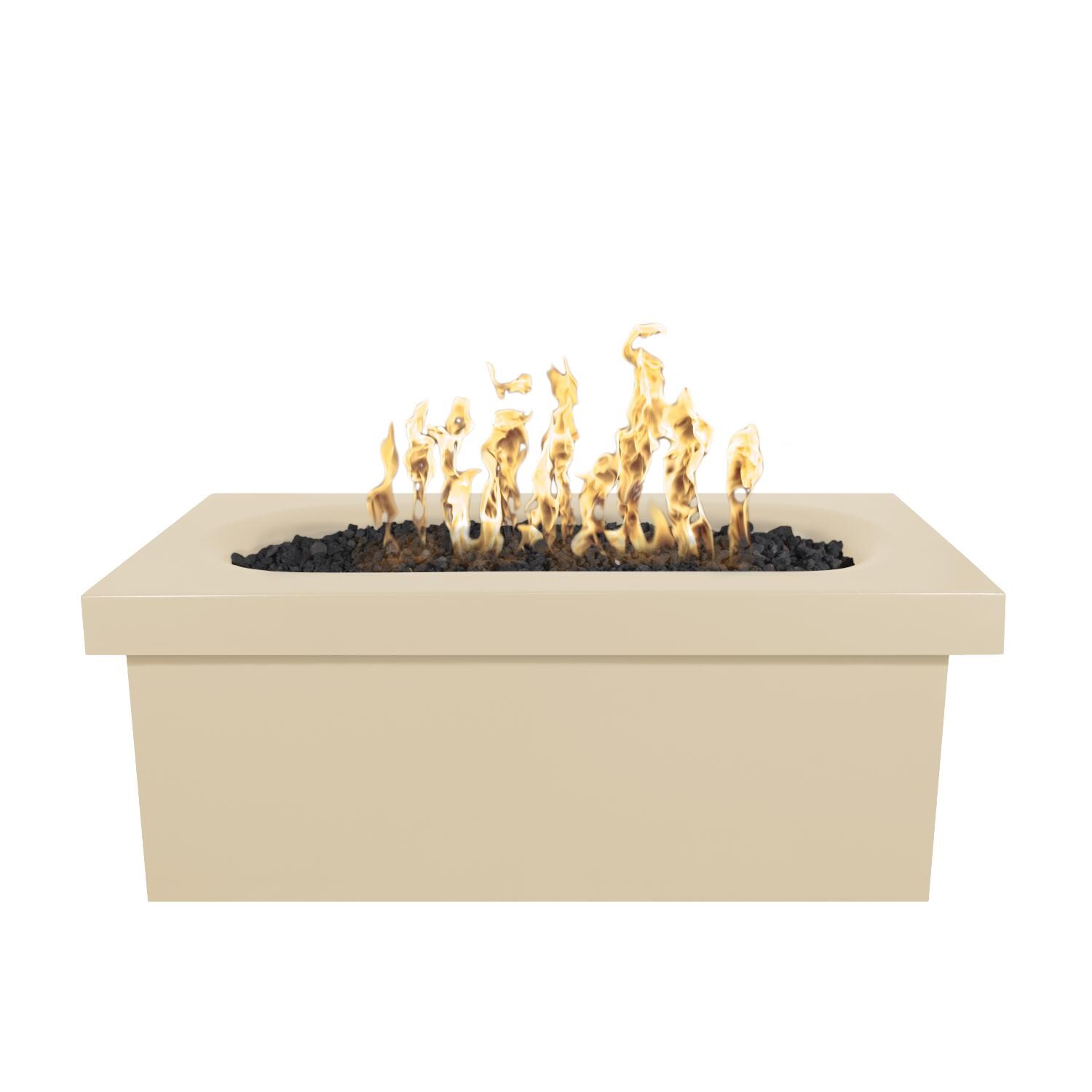 Ramona 60 Inch Rectangular GFRC Propane Fire Pit Table in Vanilla by The Outdoor Plus