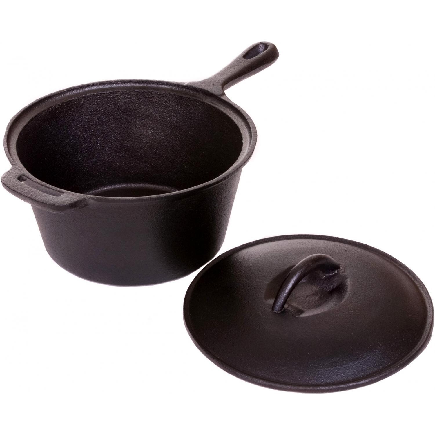 Cajun Cookware 2-Quart Seasoned Cast Iron Sauce Pot - Open View thumbnail