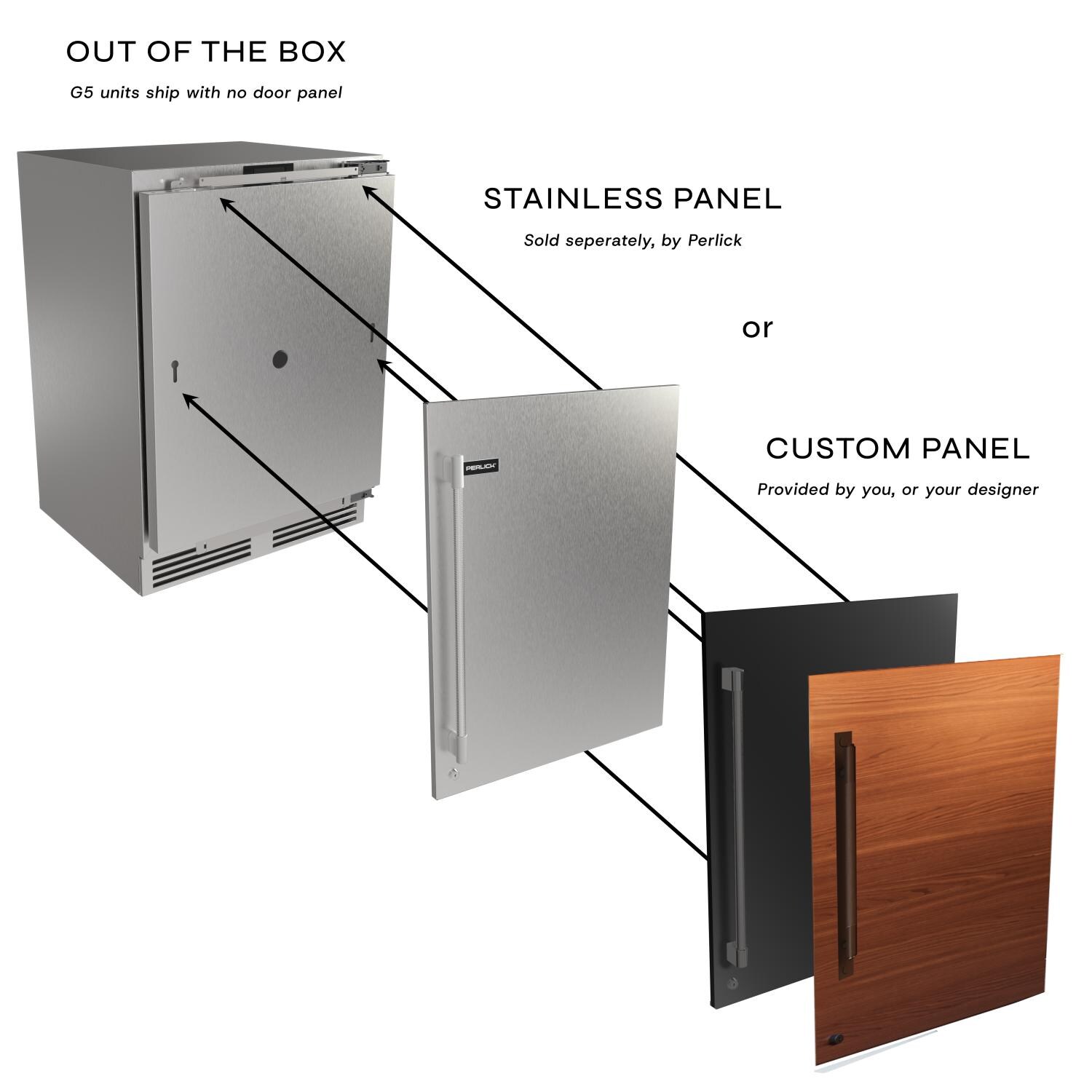 Perlick G5 Luxe 24-in Stainless Steel Indoor/Outdoor Beverage Center w/Two Tone Handle - Right Hinge - Detail thumbnail