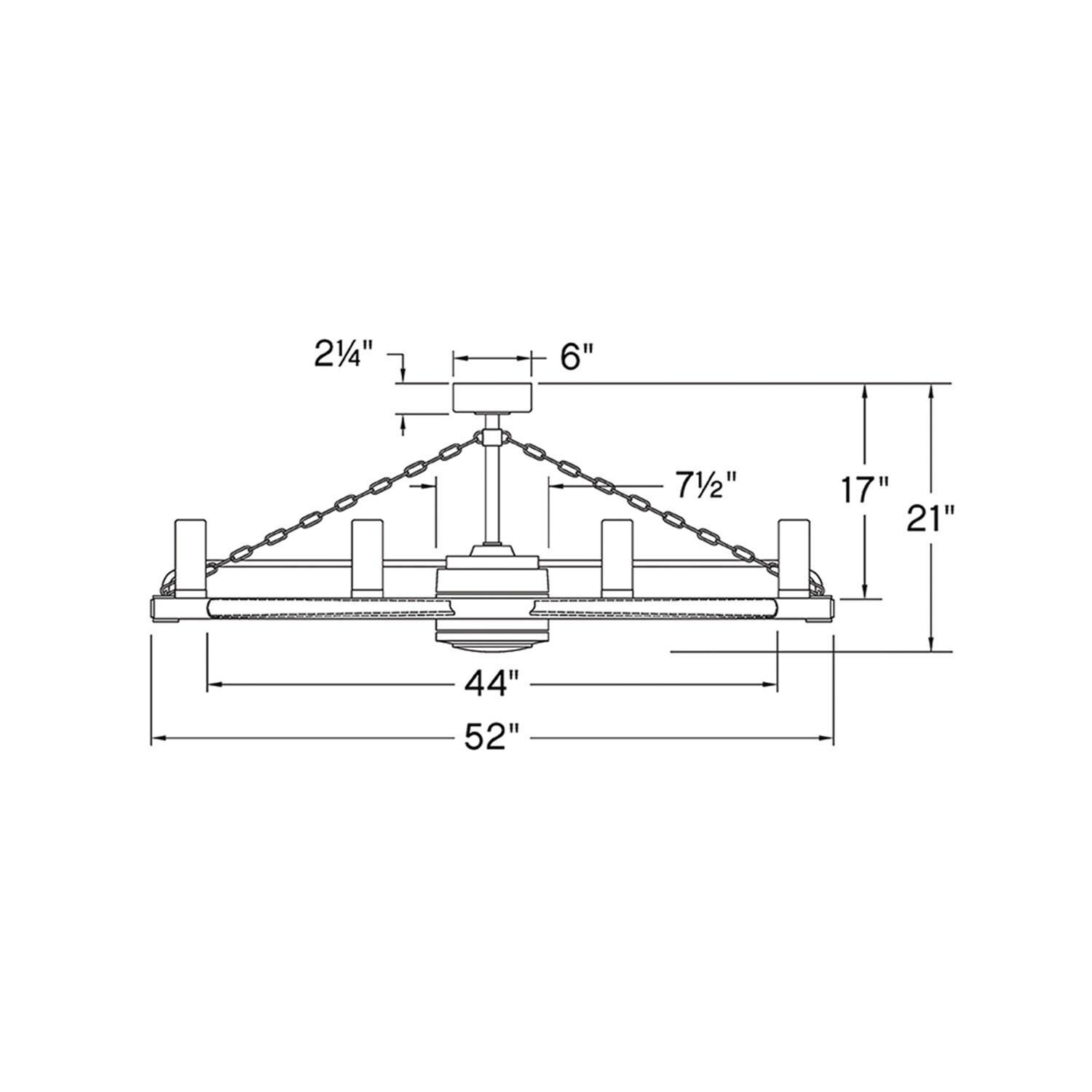 Hinkley Lighting 906144FMW-LWD Sawyer 52-in Indoor / Outdoor Smart Fandelier w/ 44-in Fan & LED Lighting - Matte White - Dimensional thumbnail