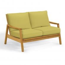 Siena Natural Shorea Patio Loveseat W/ Peridot Cushions By Oxford Garden image