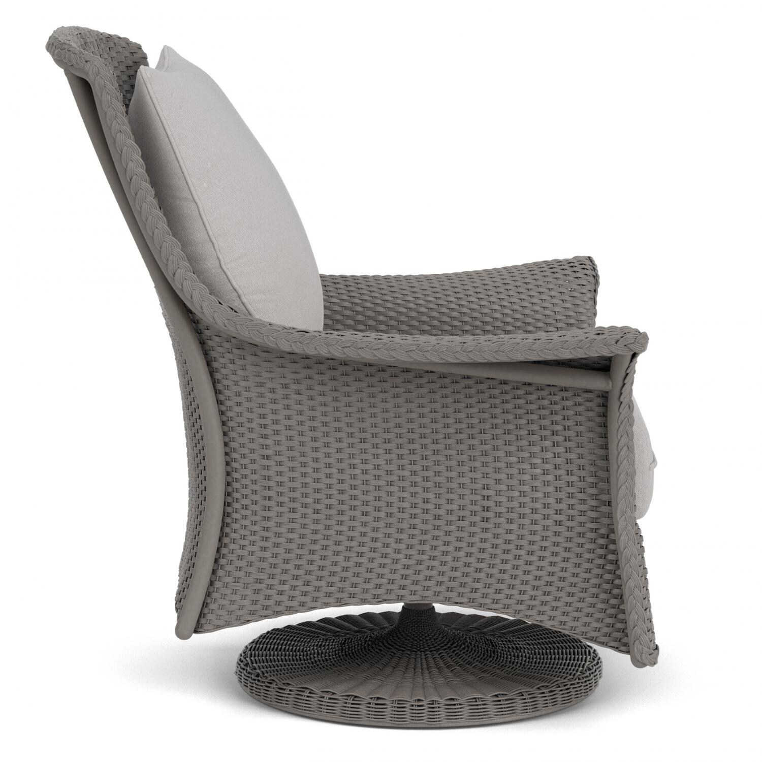 Lloyd Flanders Mandalay Swivel Rocker Lounge Chair in Pewter Finish with Tundra Dove fabric - Side thumbnail