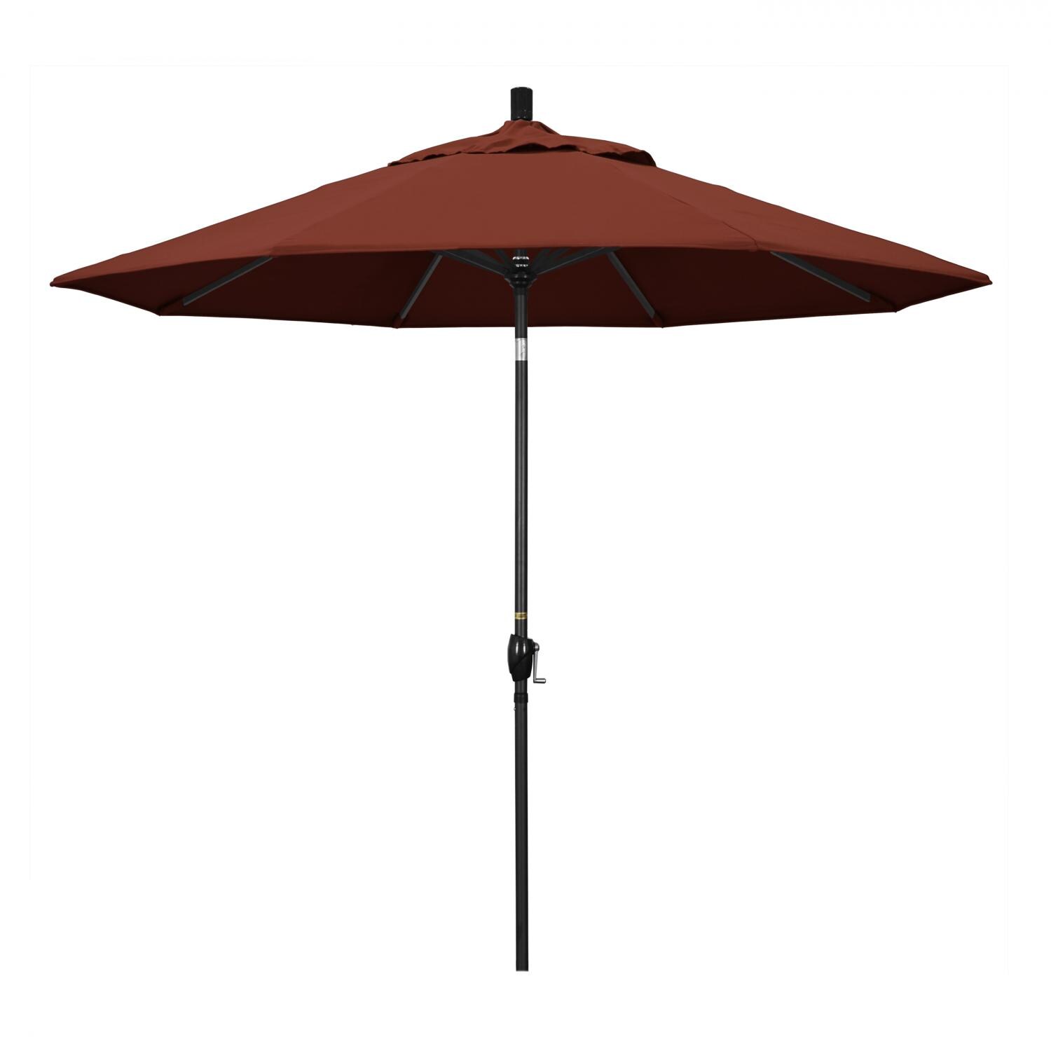 California Umbrella 9 Ft Octagonal Aluminum Push Button Tilt Patio Umbrella W/ Crank Lift & Aluminum Ribs - Stone Black Frame / Sunbrella Canvas Henna Canopy thumbnail
