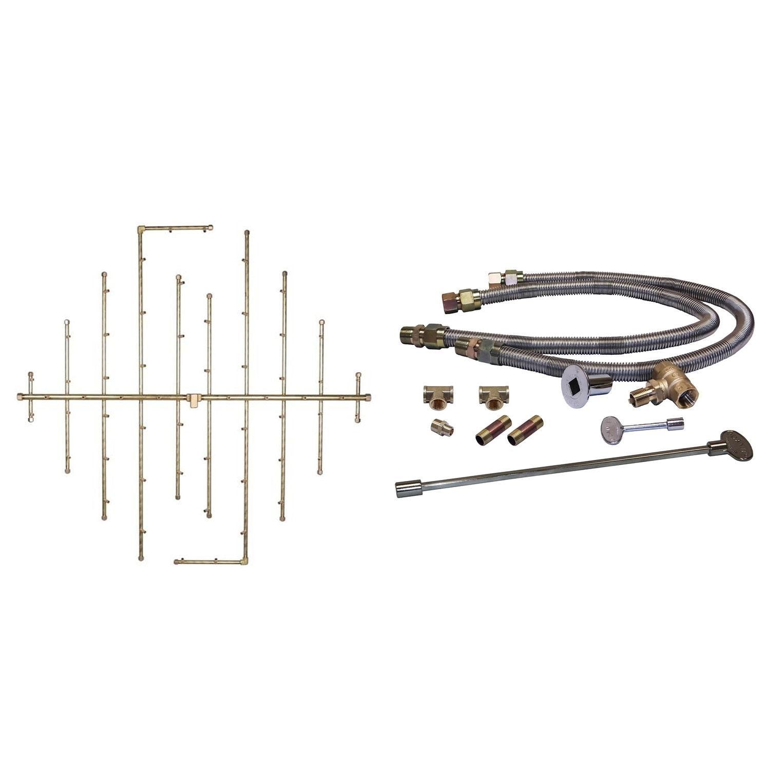 Warming Trends 47 1/2 X 45 3/4 CROSSFIRE Brass Natural Gas/Propane Burner & Double Flex Line Kit