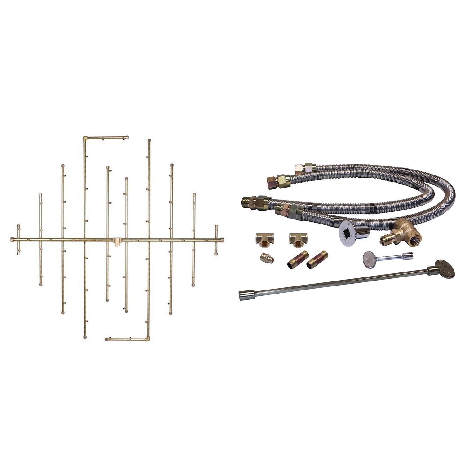 Warming Trends 47 1/2 X 45 3/4 CROSSFIRE Brass Natural Gas/Propane Burner & Double Flex Line Kit