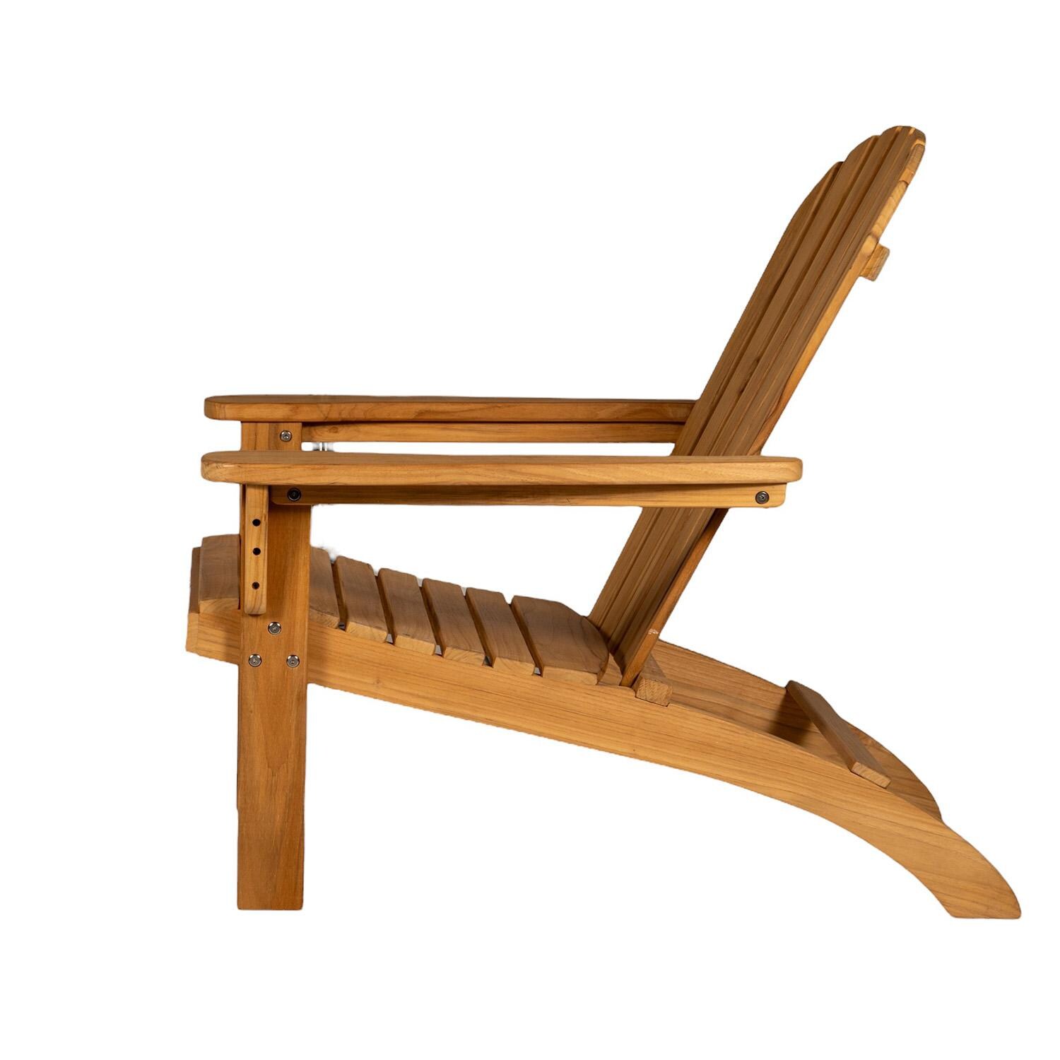 Royal Teak Collection ADRCK Teak Adirondack Chair in Natural Wood - Side - White Background thumbnail
