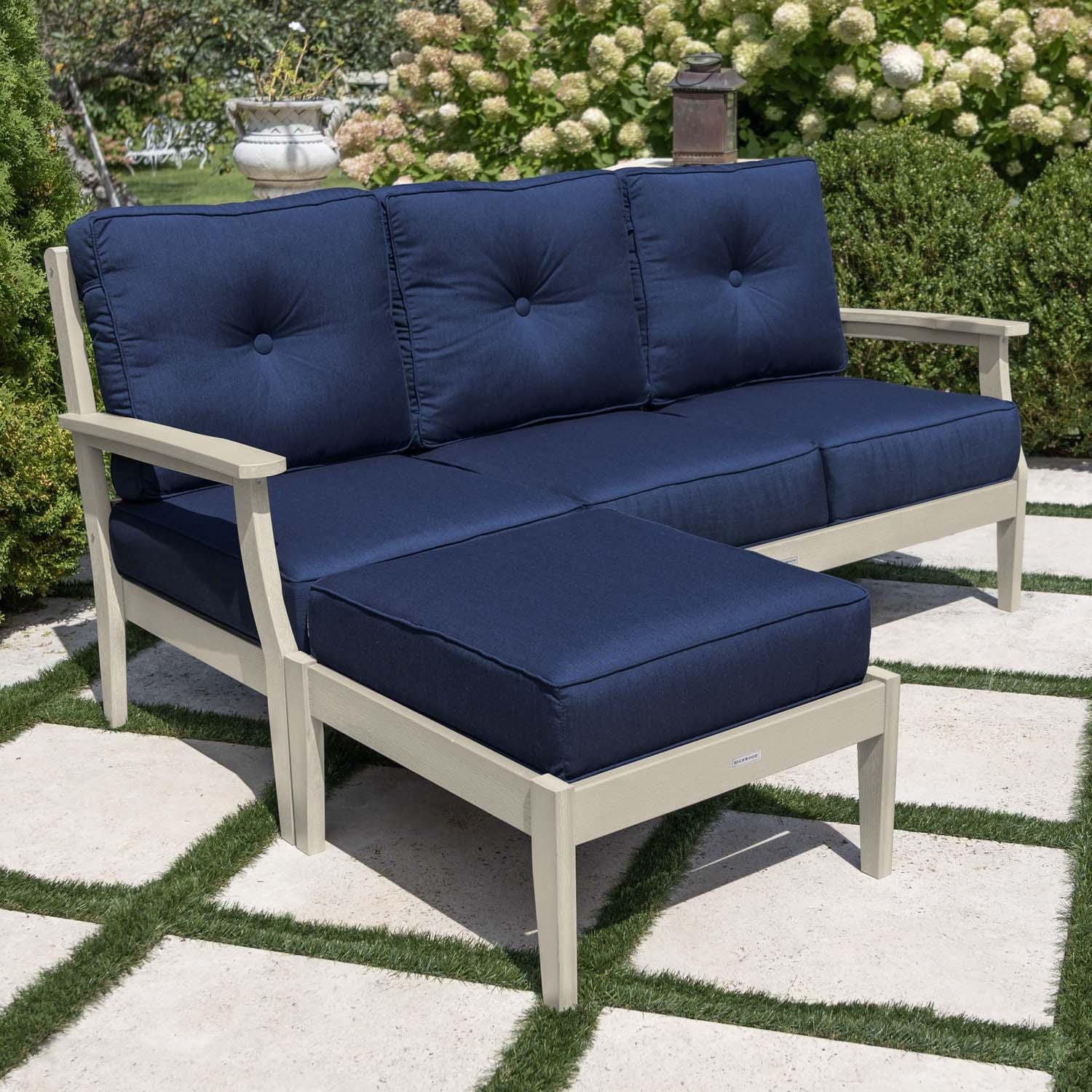 Blushing Bay 2 Pc Recycled Plastic Seating Set in Spectrum Indigo/Whitewash by Lakeview Outdoor Designs - Angled View - Lifestyle thumbnail