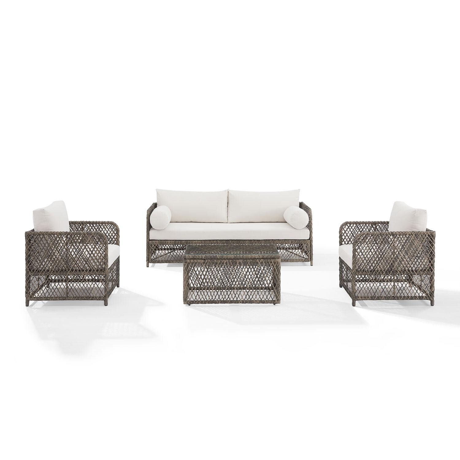 WestCay 4Pc Wicker Outdoor Sofa Seating Set by Ultimate Patio - Front View - White Background thumbnail
