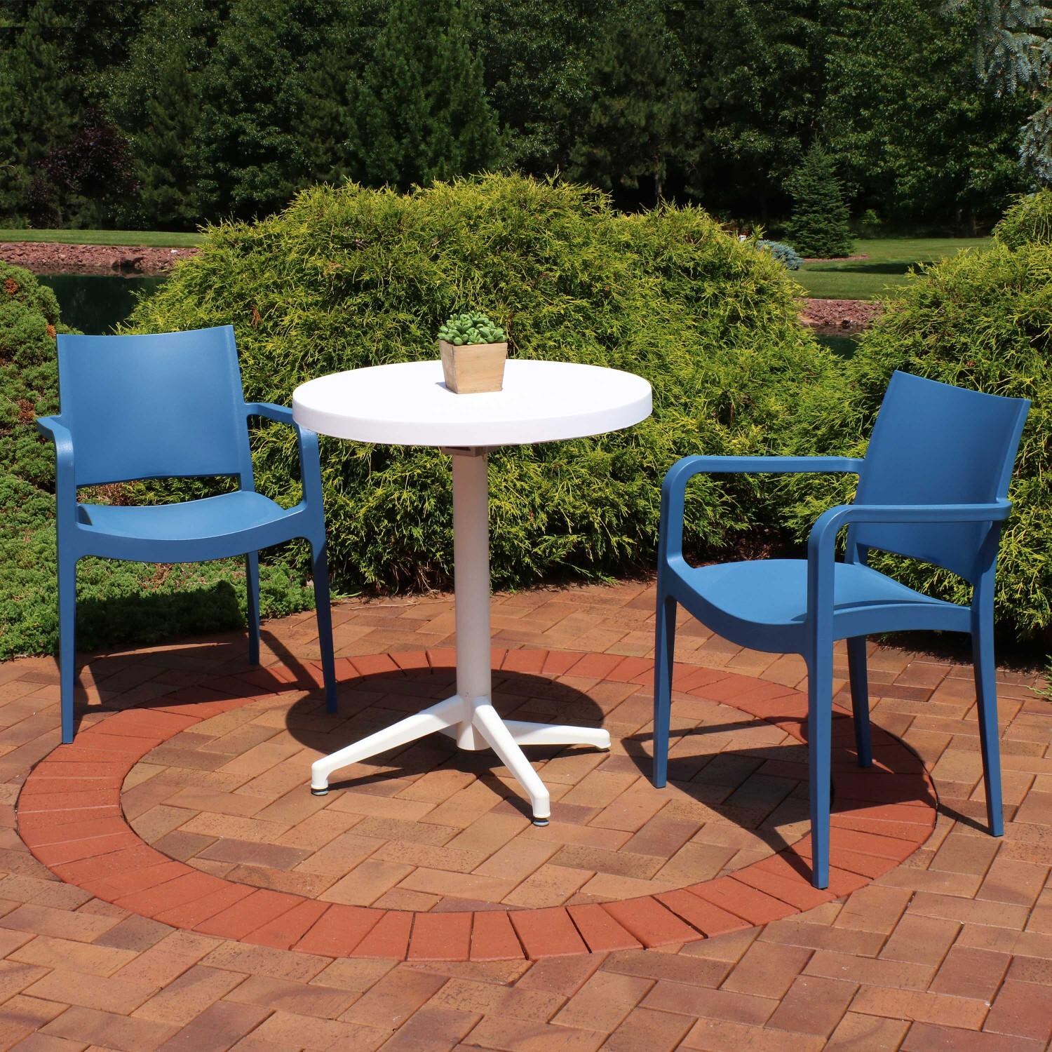 Sunnydaze All-Weather Landon 3-Piece Bistro Set - Sax Blue image
