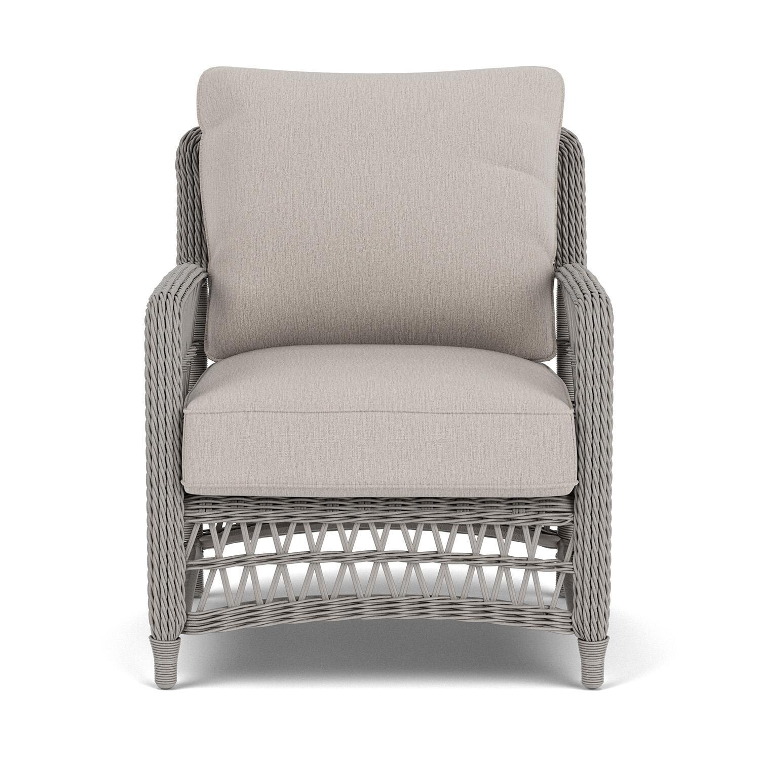 Mackinac Wicker Club Chair in Putty/Remy Cloud By Lloyd Flanders