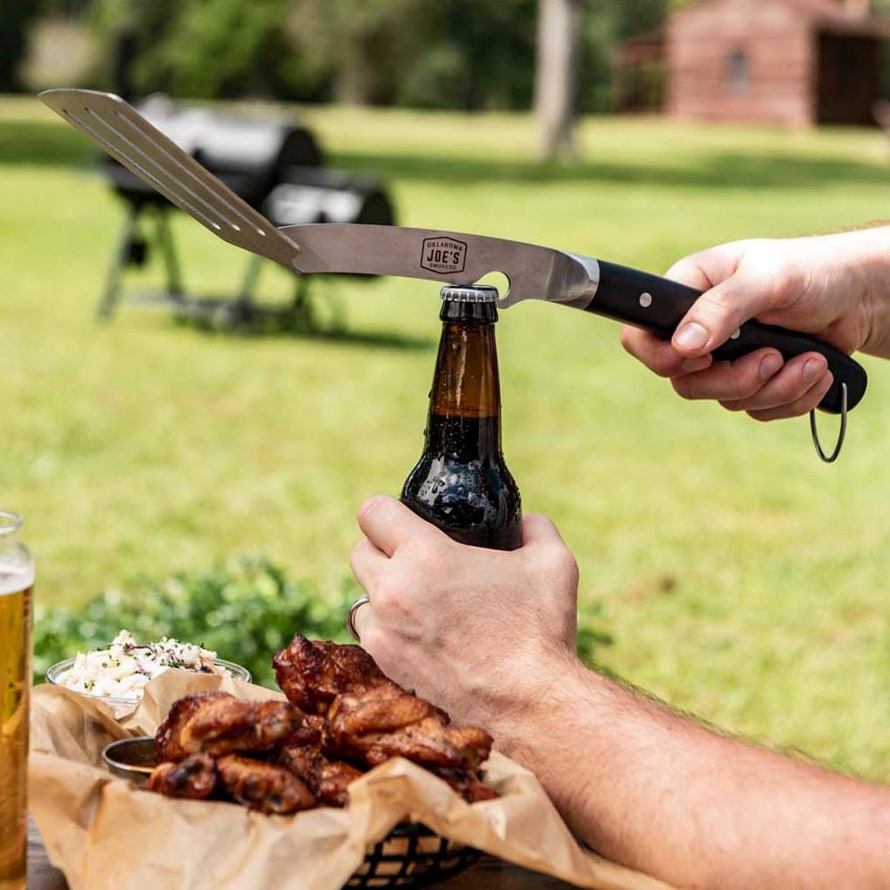 Oklahoma Joe's 7826131R06 Blacksmith 2 Pc Spatula & Tong Set - Bottle Opener - Lifestyle thumbnail
