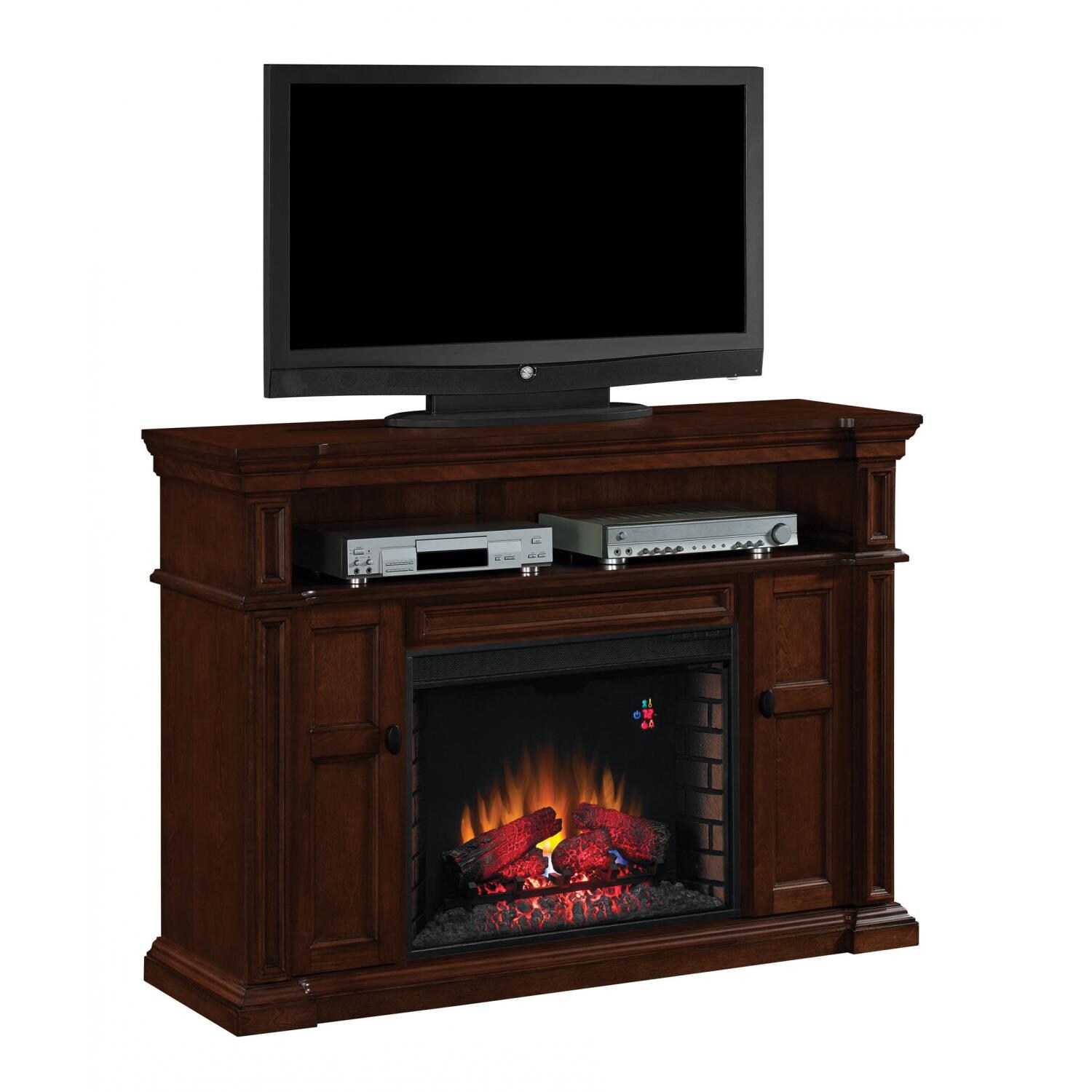 ClassicFlame Wyatt 58-Inch Electric Fireplace Media Console With  Traditional Infrared Log Set - Vintage Mahogany - 28II300GRA : BBQGuys
