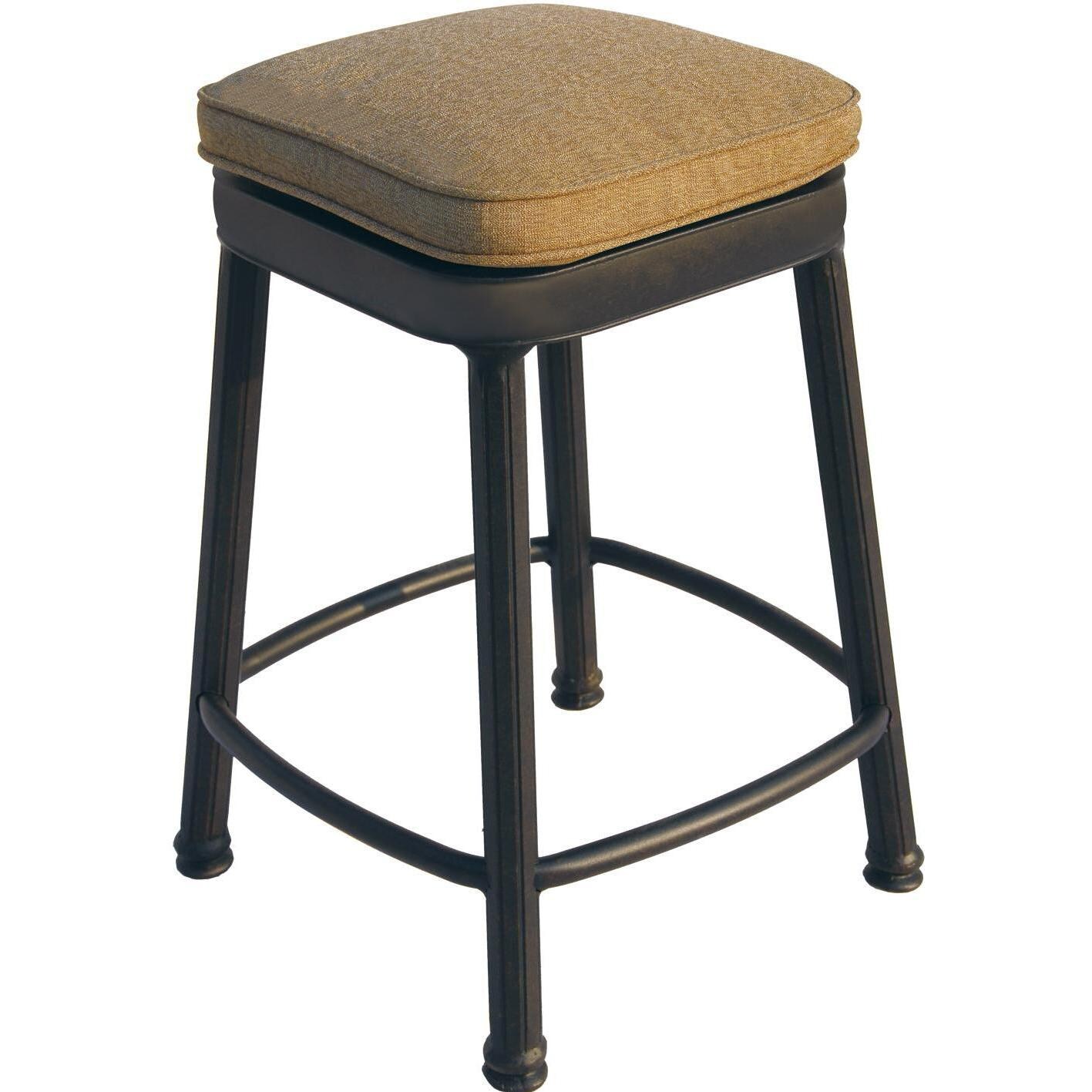 Classic Cast Aluminum Square Backless Counter Height Bar Stool in Antique Bronze/Sesame by Darlee