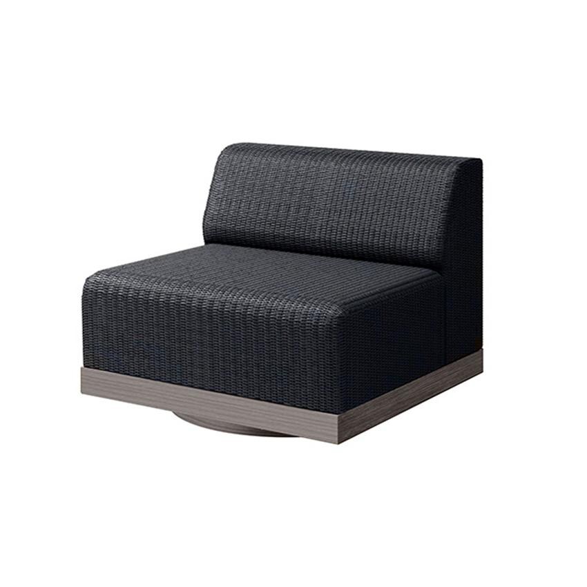 Grande Wicker Armless Club Chair in Coal/Smoke By Ebel - White Background thumbnail