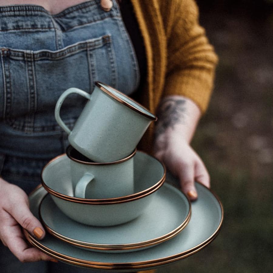 Barebones Living Enamel Dining Set - 16pc - Mint - BND-1340