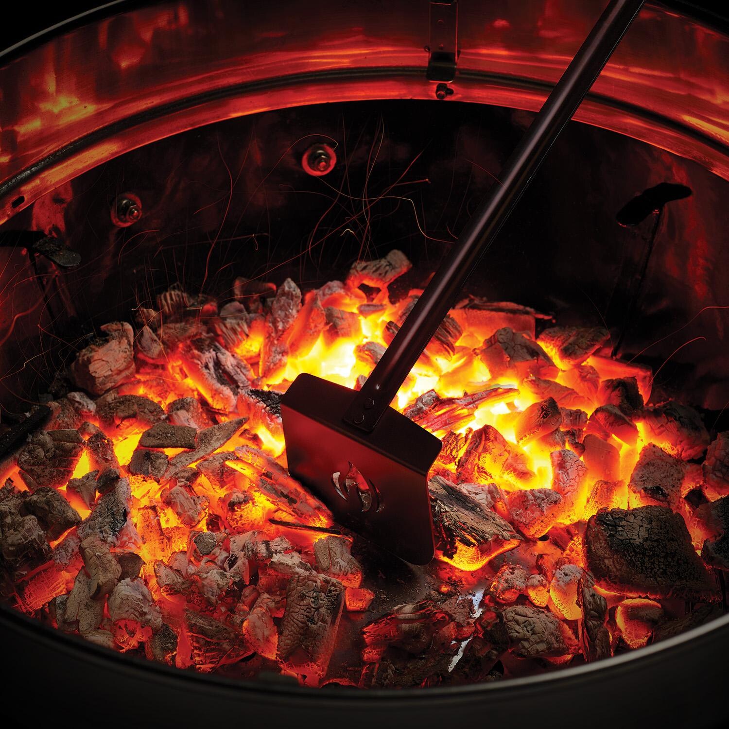 Napoleon 67740 Charcoal Rake & Tongs - Rake In Use - Detail thumbnail