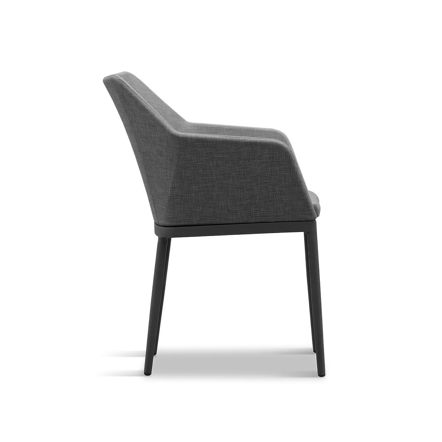 Starlook Bay Aluminum Dining Arm Chair in Slate by Lakeview - Side - White Background thumbnail
