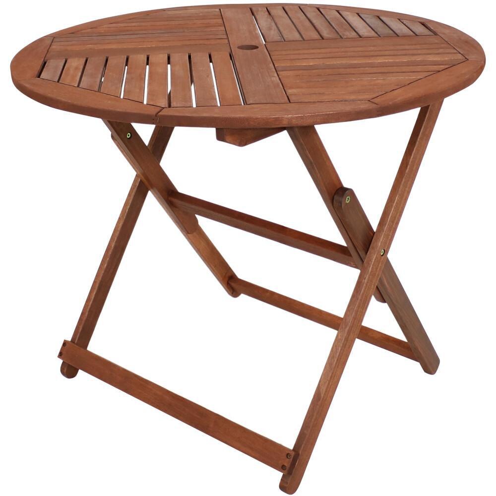 Ultimate Patio 35 1/2-Inch Meranti Wood Folding Round Table - Full View thumbnail