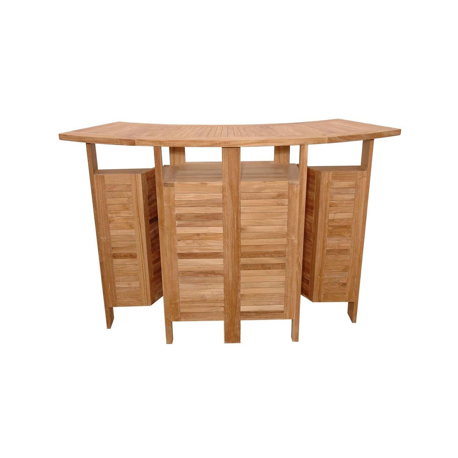 Pecan Bay 5 Pc Teak Bar Set by Lakeview Outdoor Designs - Bar Table - White Background thumbnail