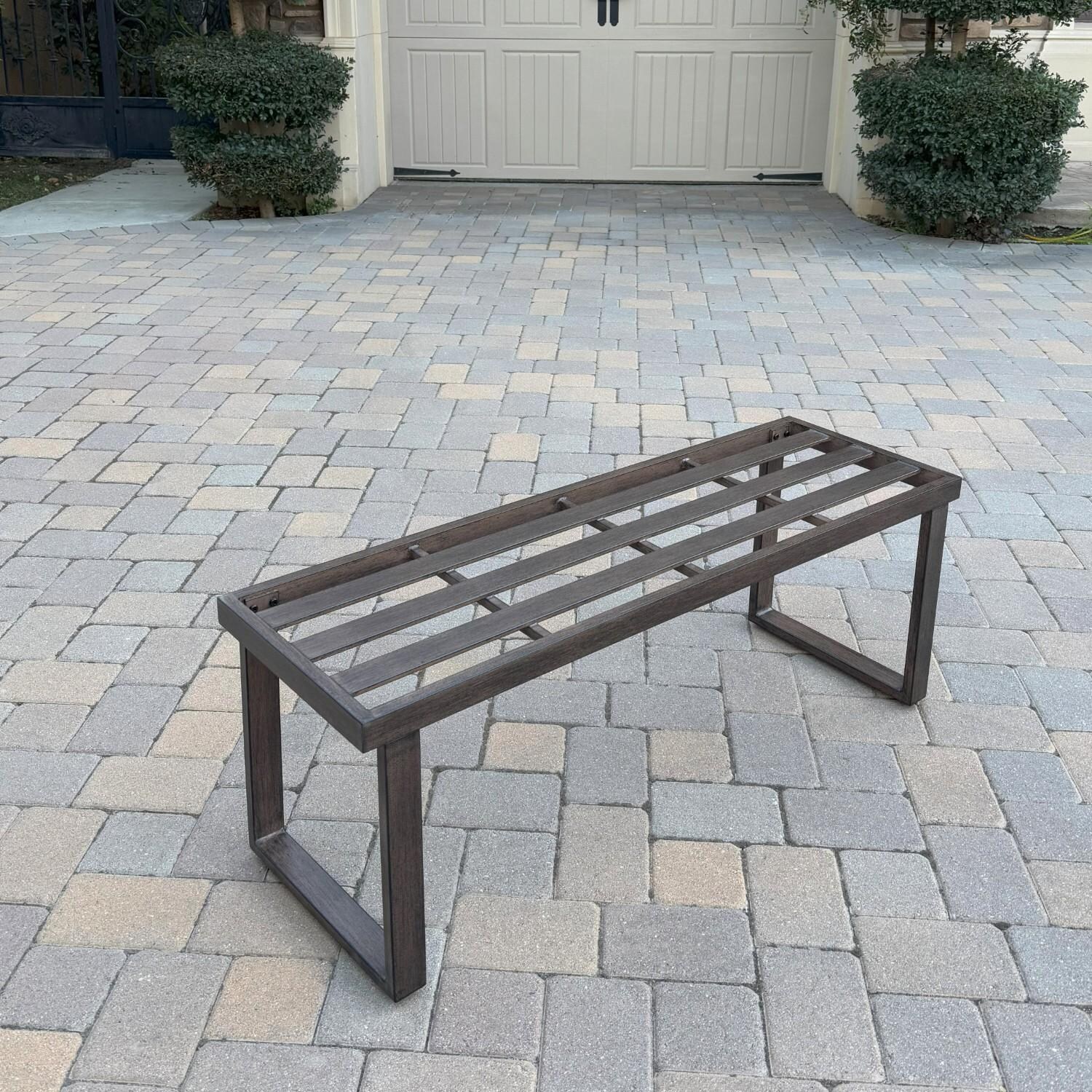 Atlantis 47 1/2-in Aluminum Bench w/ Beige Cushion by Darlee - Bench w/o Cushion Angled - Lifestyle thumbnail