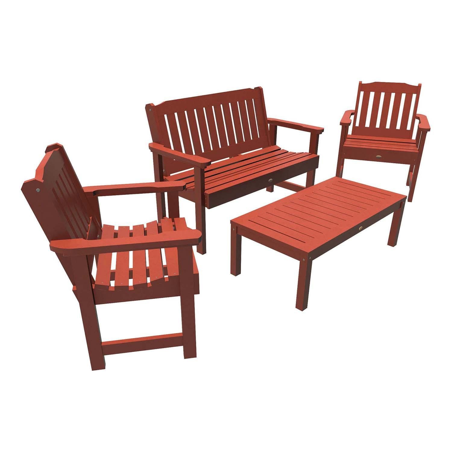 Hart Lane 4 Pc Set Polyresin Seating Set in Rustic Red By Lakeview Outdoor Designs - White Background thumbnail