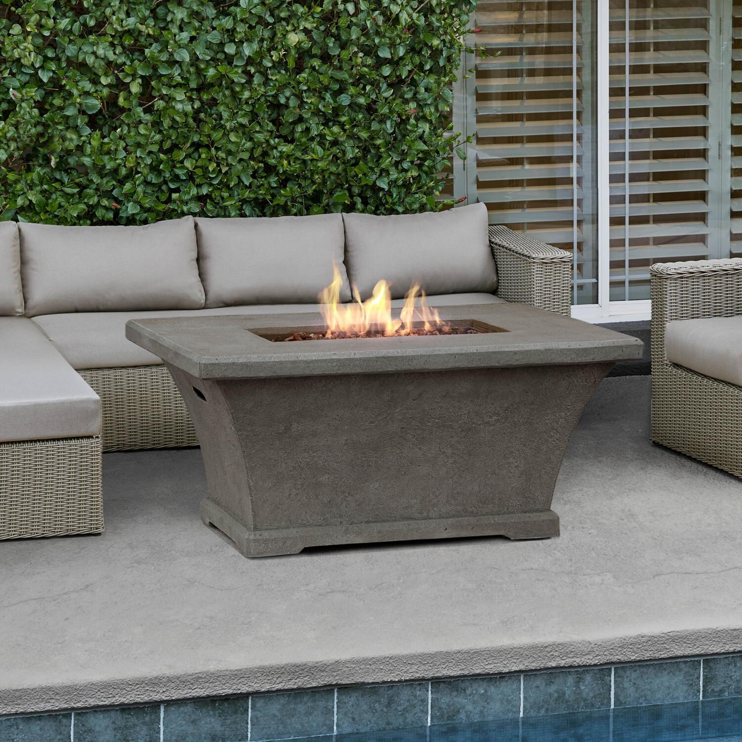 Real Flame Monaco 55-Inch Rectangle Chat Height Propane Gas Fire Table - Glacier Gray - 11700LP