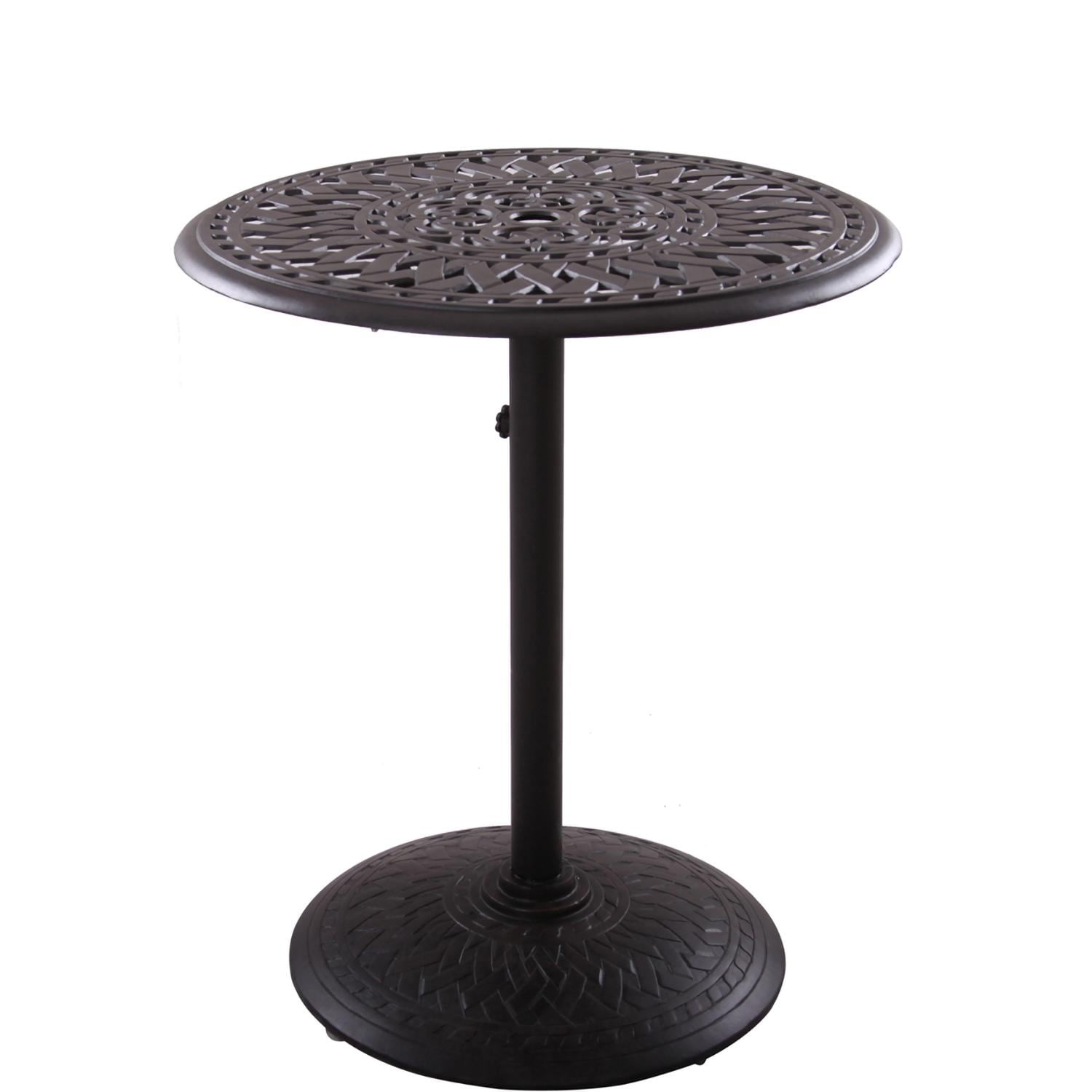 Darlee Elisabeth 3 Pc Cast Aluminum Counter Height Bar Set w/ 30 Inch Round Series 60 Table in Antique Bronze/Beige - Table - White Background thumbnail