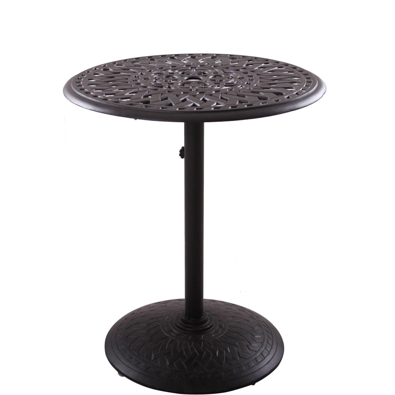 Darlee Elisabeth 3 Pc Cast Aluminum Counter Height Bar Set w/ 30 Inch Round Series 60 Table in Antique Bronze/Beige - Table - White Background thumbnail