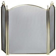 UniFlame 54 Inch Large Diameter Polished Brass Three Panel Fireplace Screen With Woven Mesh