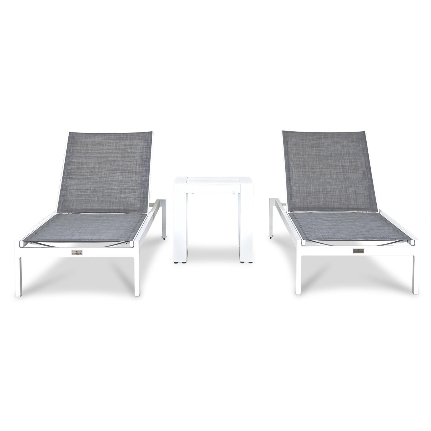 Spring Bay 3 Piece Chaise Lounge Set in White - Set - White Background thumbnail