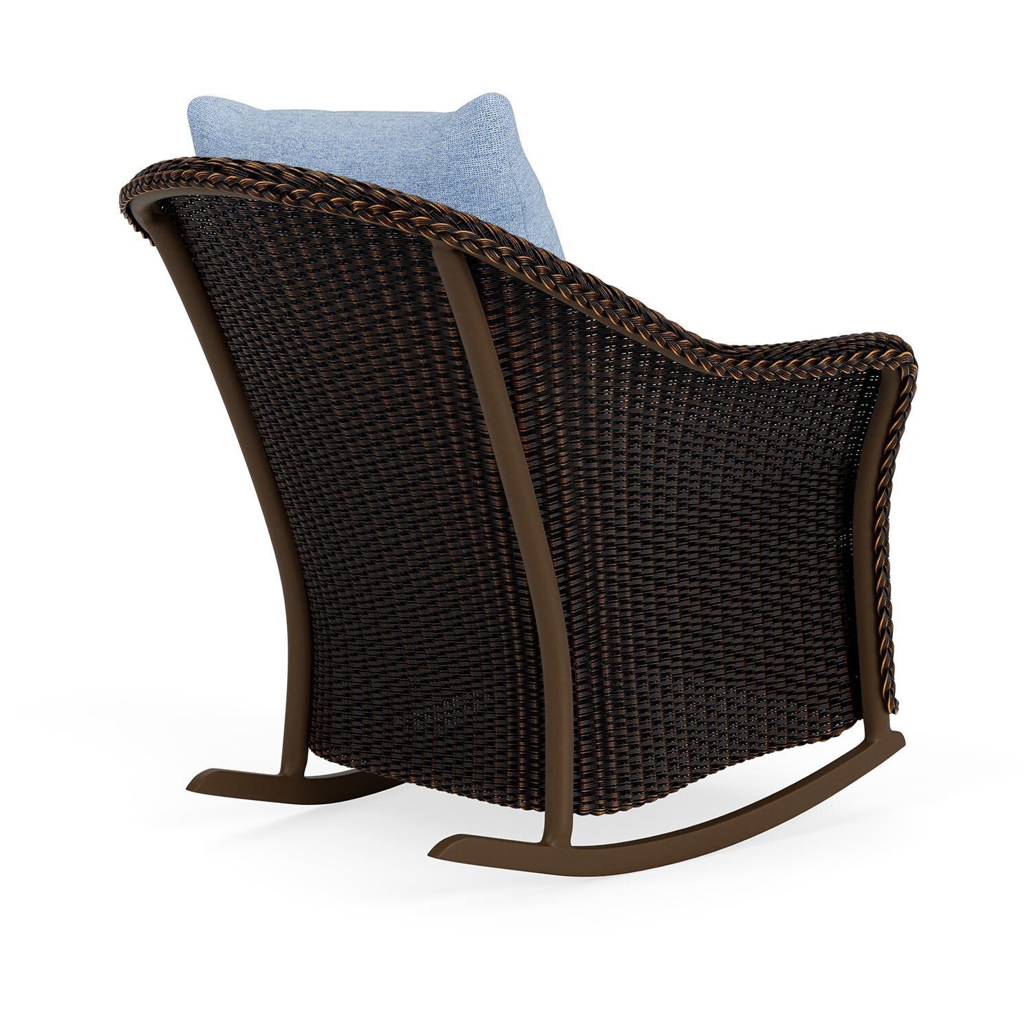 Lloyd Flanders Weekend Retreat Lounge Rocker in Mink Finish W/ Demo Skyway Fabric - Back Right thumbnail