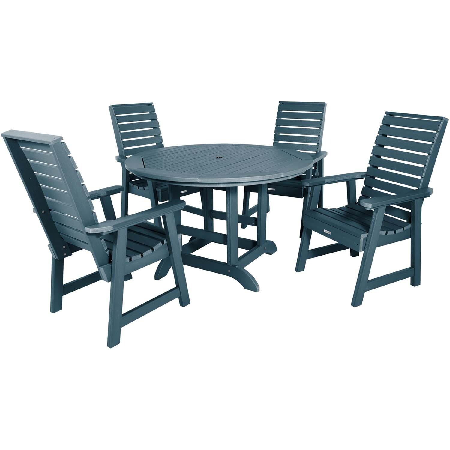 Elm Pointe 5 Pc Recycled Plastic Dining Set in Nantucket Blue by Lakeview by Lakeview Outdoor Designs - White Background thumbnail