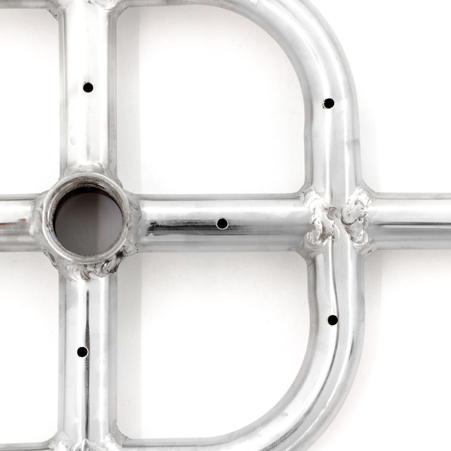  BBQGuys Signature Series 12-Inch Square Natural Gas Double-Ring Burner - Stainless Steel - Burner Detail thumbnail