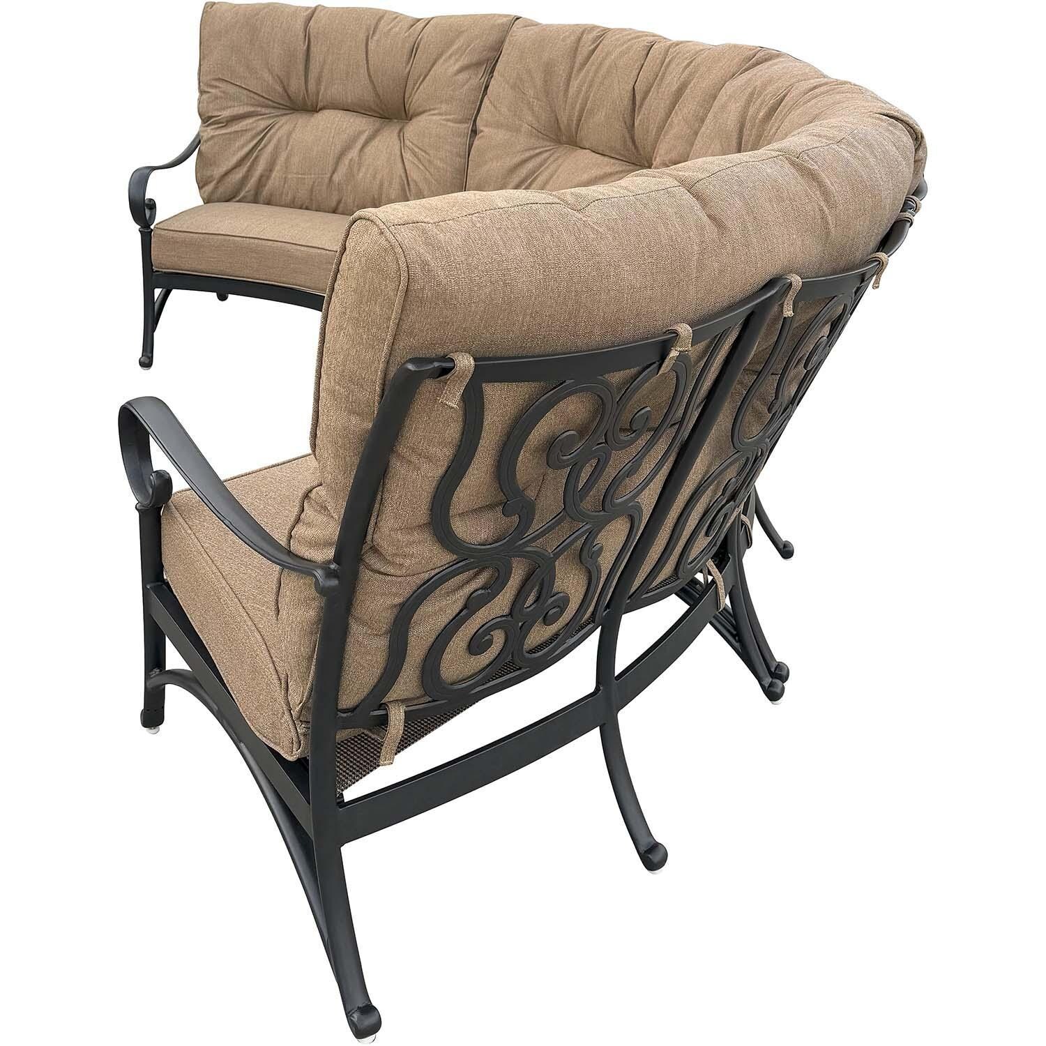 Santa Anita 9 Pc Cast Aluminum Seating Set in Antique Bronze/Sesame by Darlee - Sofa Side View - White Background thumbnail