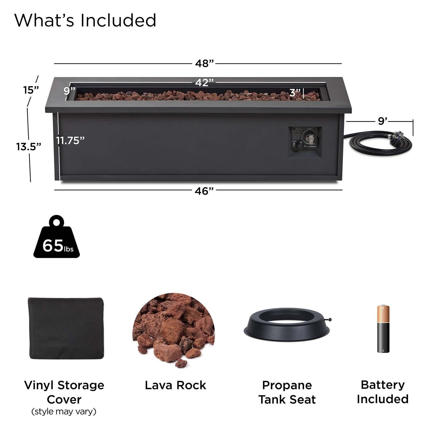Piney Bay 48 Inch Rectangular Powder Coated Steel Propane Fire Pit Table in Weathered Slate by Lakeview Outdoor Designs - Included thumbnail