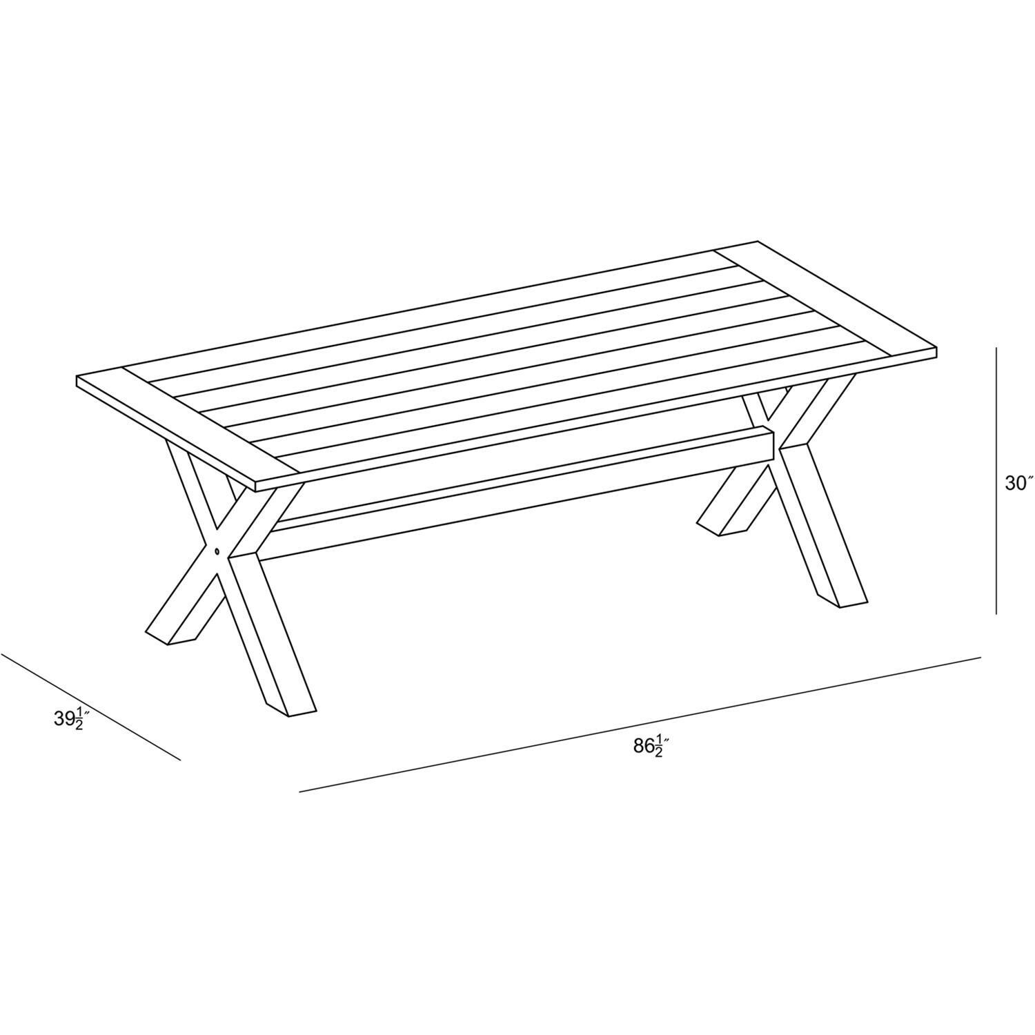 Wood Grove Field 8 Seat Reclaimed Teak Outdoor Dining Table By Lakeview - Dimensional thumbnail