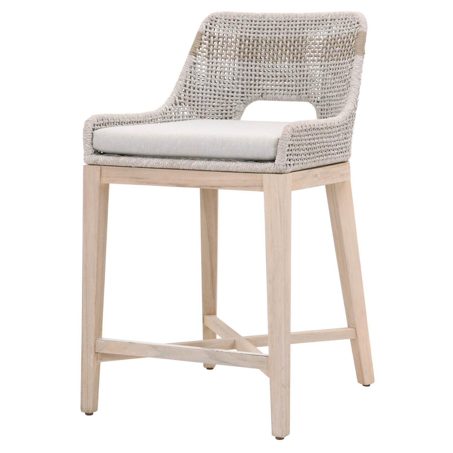 Cocoa Way Woven Rope Counter Stool in Taupe & White By Lakeview - Angled View thumbnail