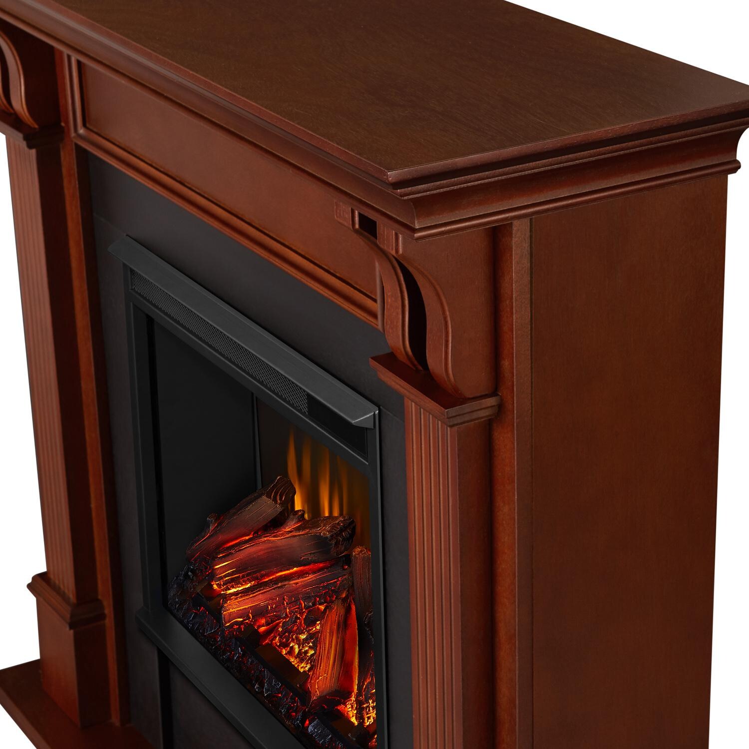 Real Flame - 7100E-M - Ashley 48-Inch Electric Fireplace With Mantel - Mahogany - Corner Detail thumbnail