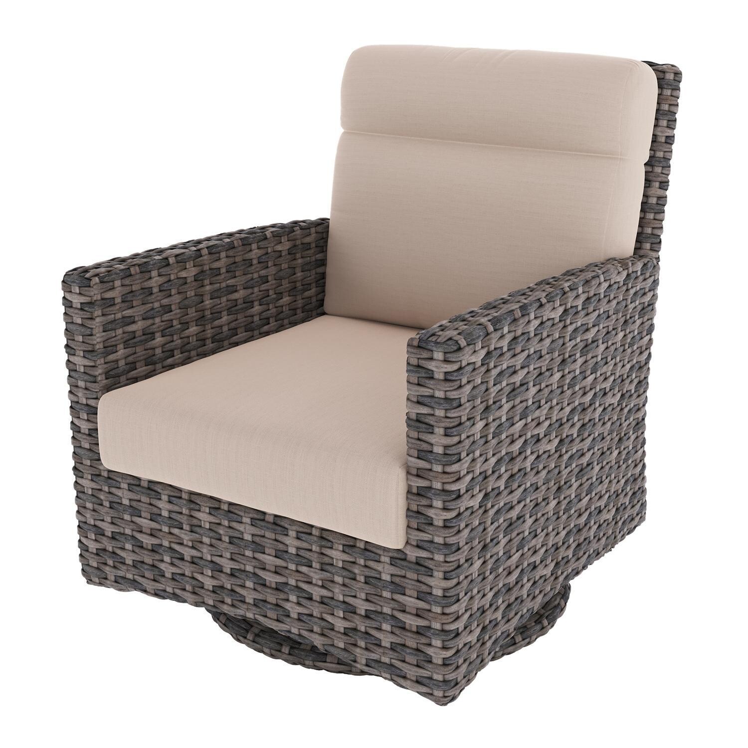 Lakeview NC415HBSG-5PC-CALSILFIRE-SM Cedarlake 5 Pc Wicker Seating Set in Brown/Spectrum Mushroom - Chair - White Background thumbnail