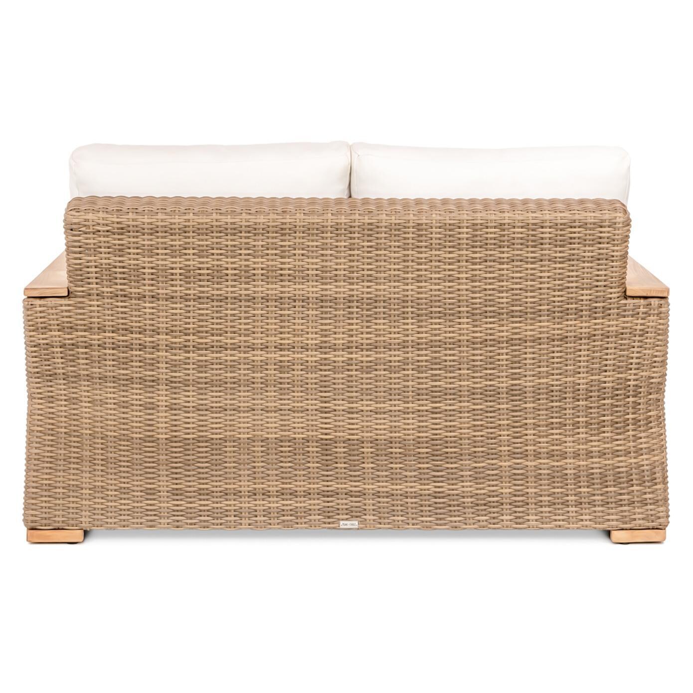 Teak + Table Havana Loveseat in Natural - Chair Back (Shown W/ Sand Cushion) - White Background thumbnail