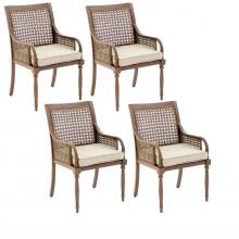 Arabella 4 Piece Aluminum Patio Dining Chair Set W/ Sunbrella Cast Ash Cushions By Lakeview Outdoor Designs image