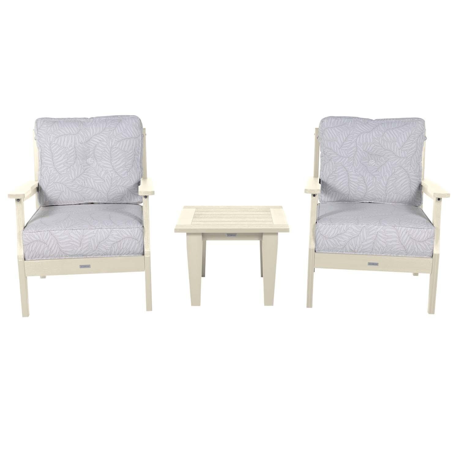 Blushing Bay 3 Pc Recycled Plastic Seating Set in Lively Parchment/Whitewash by Lakeview Outdoor Designs - Front View - White Background thumbnail