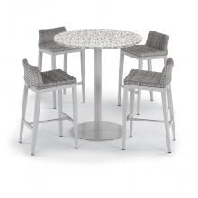 Argento 5 Piece Wicker Patio Bar Set W/ 36 Inch Round Lite-Core Ash Table By Oxford Garden image