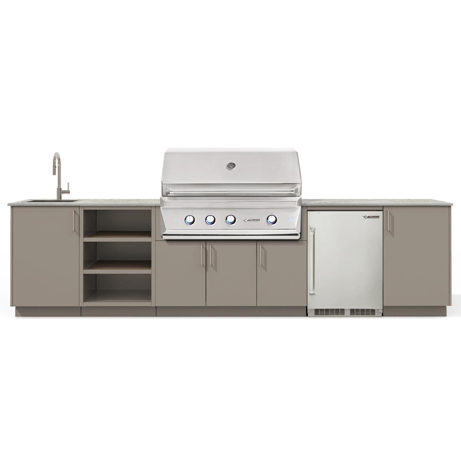 Urban Bonfire Eclipse 42 Outdoor Kitchen w/ Twin Eagles Propane Grill, Sink, Refrigerator, Keon Dekton Countertop & Clay Finish - B-Eclipse-42-TwinEagles-Keon-Clay