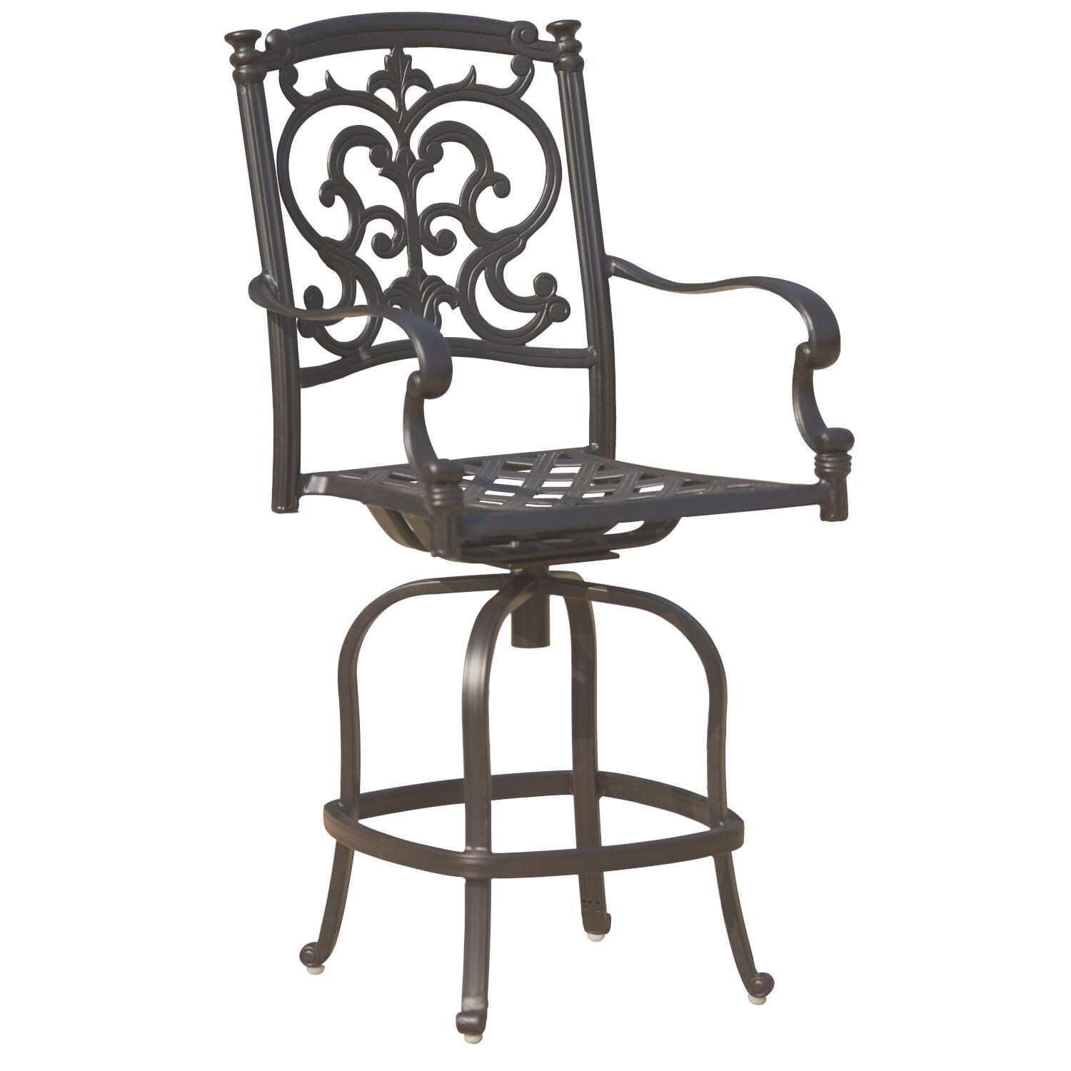 Darlee 201010-7CH-4 Santa Barbara 4 Piece Cast Aluminum Patio Counter Height Swivel Bar Darlee Stool Set W/ Beige Canvas Cushions - Frame thumbnail