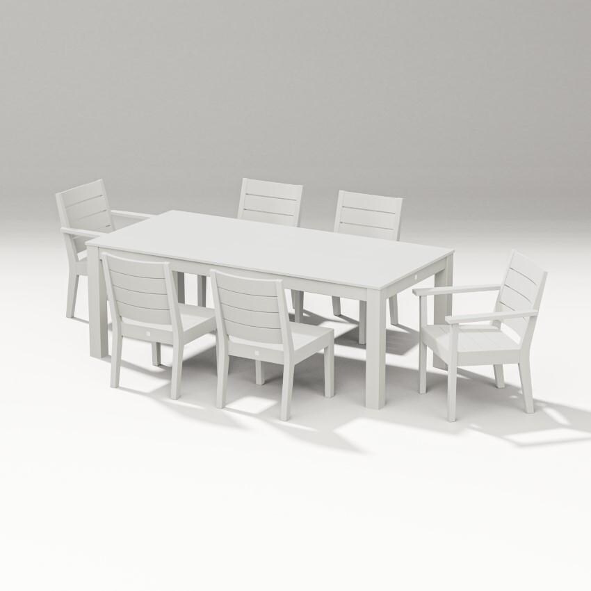 Latitude 7 Pc Parsons Table Dining Set in Vintage White By PW Designer Series