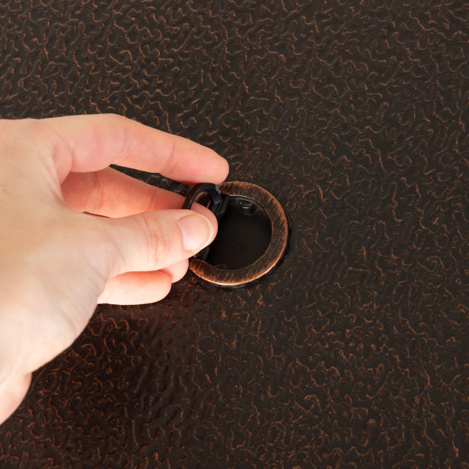 Ultimate Patio SC62755 Haven Bay 42-Inch Round Aluminum Propane Fire Pit Table - Cover Handle thumbnail